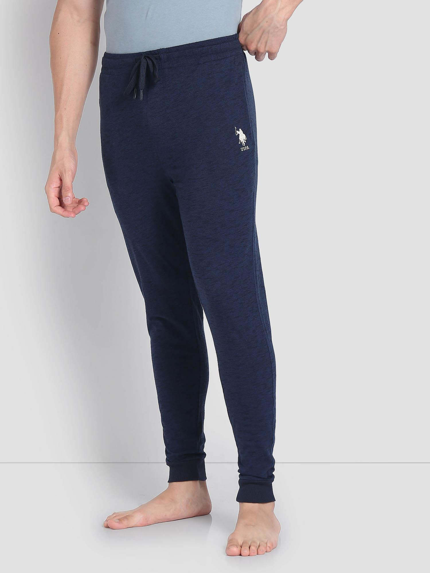 heathered drawstring waist lj004 joggers blue