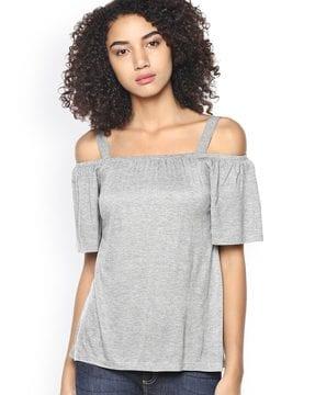 heathered drop-shoulder top