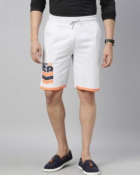 heathered flat-front shorts