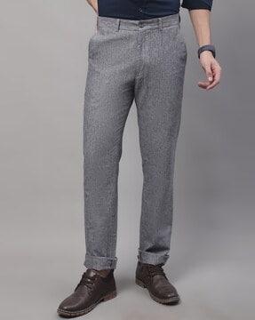 heathered flat-front trousers