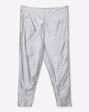 heathered front-pleat straight pants