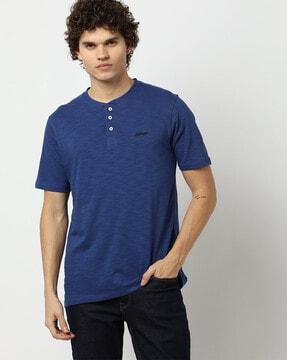 heathered henley-neck t-shirt