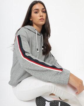 heathered hoodie with contrast taping