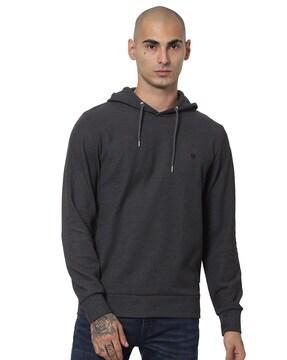 heathered hoodie with drawstring fastening