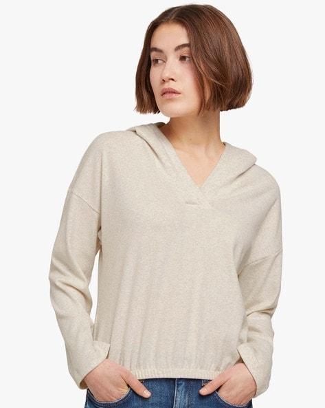 heathered hoodie with drop-shoulder sleeves