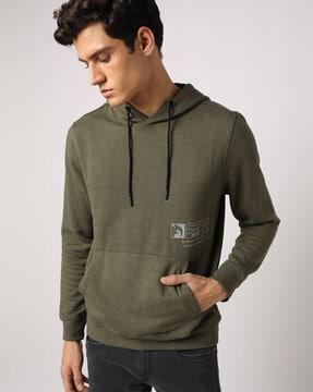 heathered hoodie with kangaroo pocket