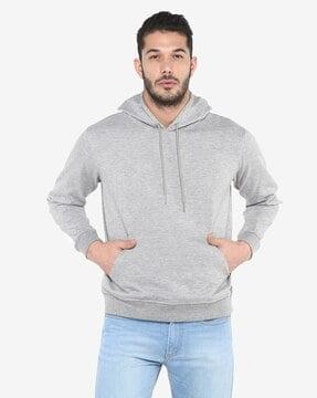 heathered hoodie with kangaroo pocket