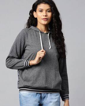 heathered hoodie with kangaroo pockets