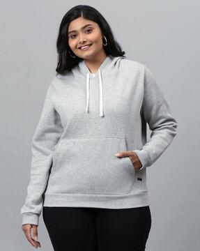 heathered hoodie with kangaroo pockets