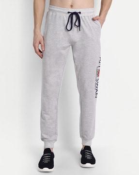 heathered joggers with brand print