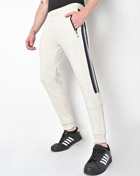 heathered joggers with contrast panels