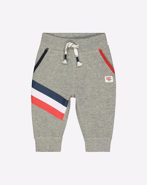 heathered joggers with contrast stripes