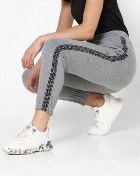 heathered joggers with contrast taping