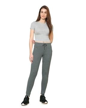 heathered joggers with drawstring waist