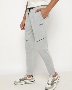 heathered joggers with drawstring waist