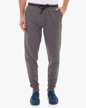 heathered joggers with elasticated drawstring waist