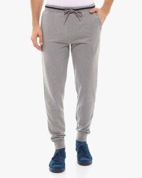 heathered joggers with elasticated drawstring waist