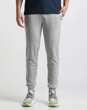 heathered joggers with elasticated drawstring waist