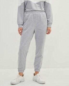 heathered joggers with elasticated waist