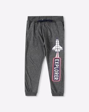 heathered joggers with placement print