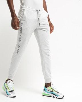 heathered joggers with typography