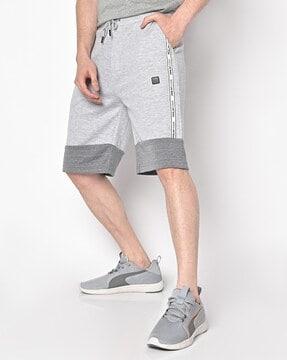 heathered knit shorts with drawstring waist