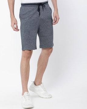 heathered knit shorts with insert pockets