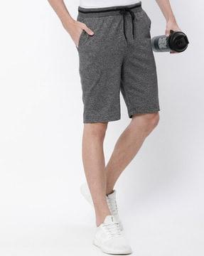 heathered knit shorts with insert pockets