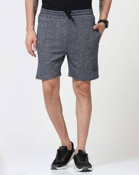 heathered knit shorts with insert pockets