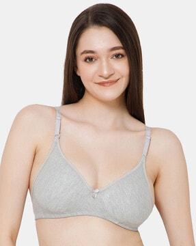 heathered non-wired non-padded cotton bra