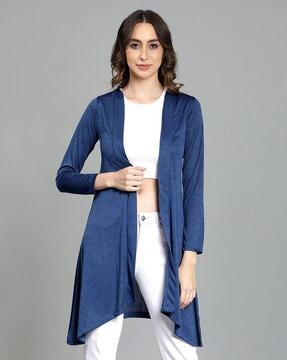 heathered open-front long shrug