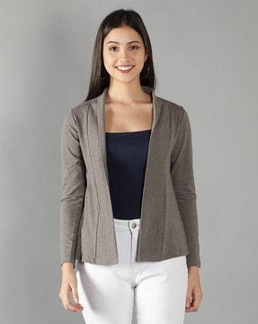 heathered open-front shrug