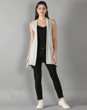 heathered open-front shrug