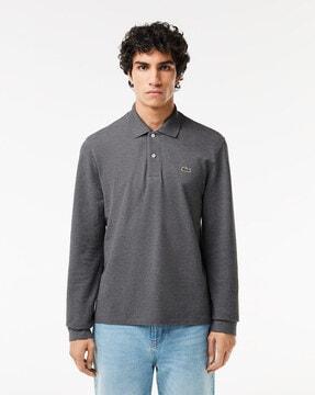 heathered original l.12.12 long sleeve cotton polo t-shirt