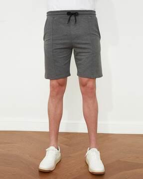 heathered panelled shorts with drawstring waist