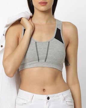 heathered panelled sports bra