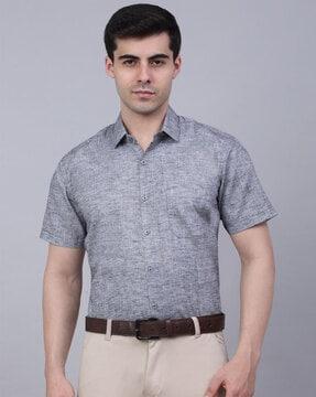 heathered patch-pocket shirt