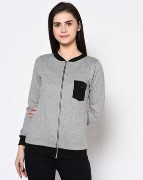 heathered patch pocket sweatshirt