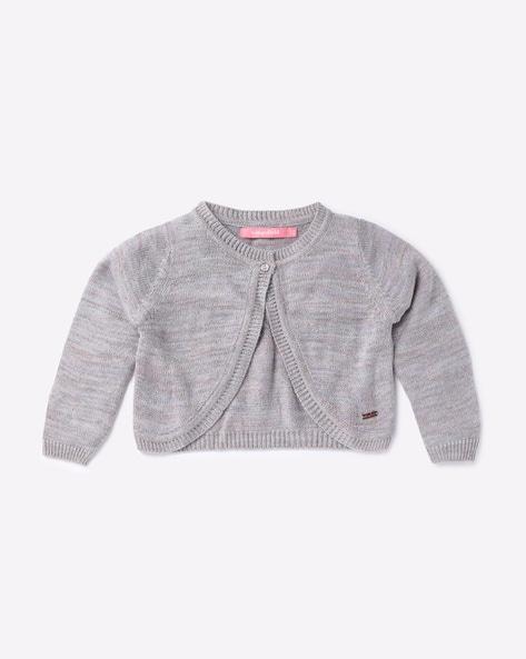 heathered-pattern knit cardigan