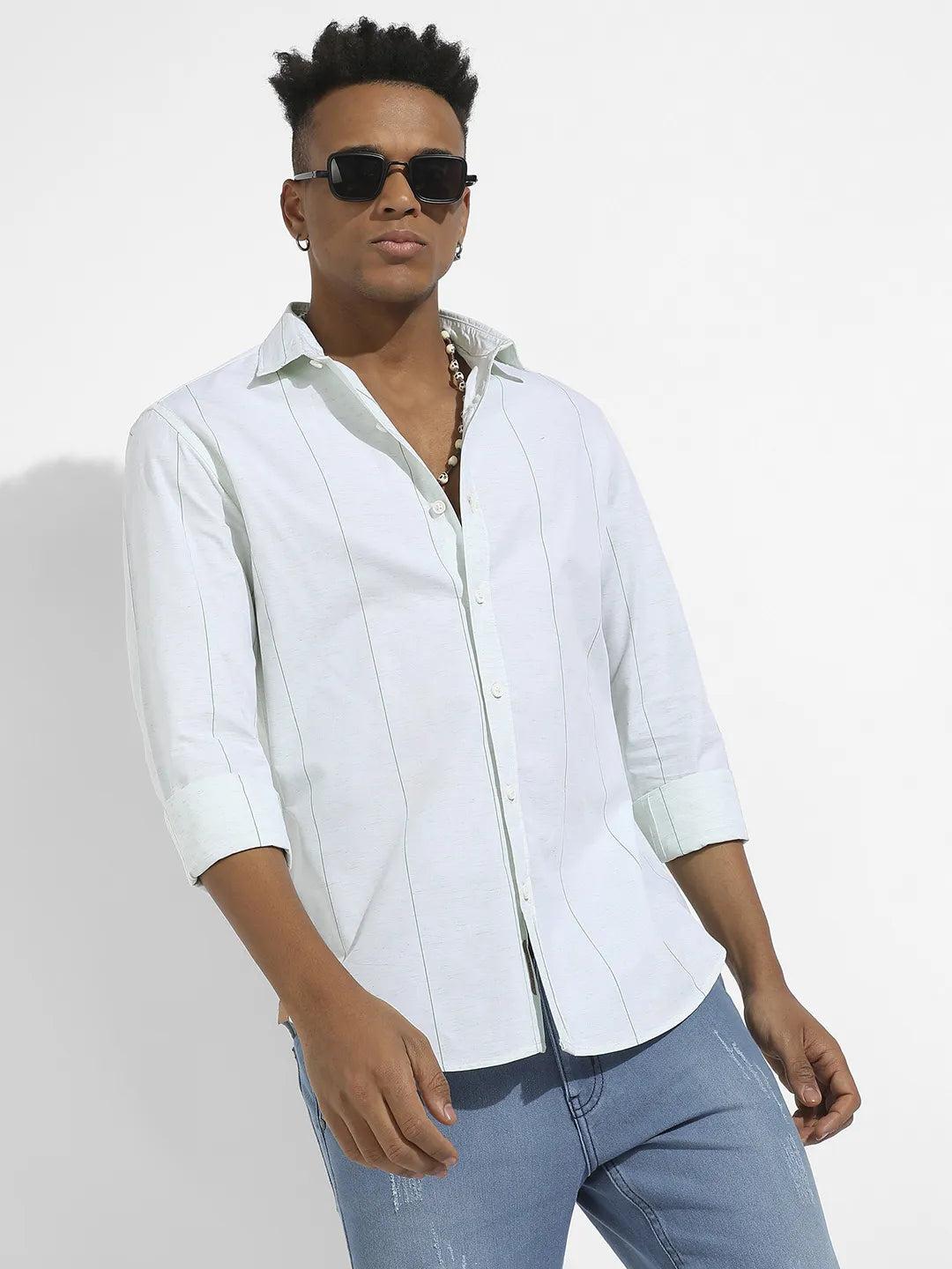 heathered pinstriped shirt