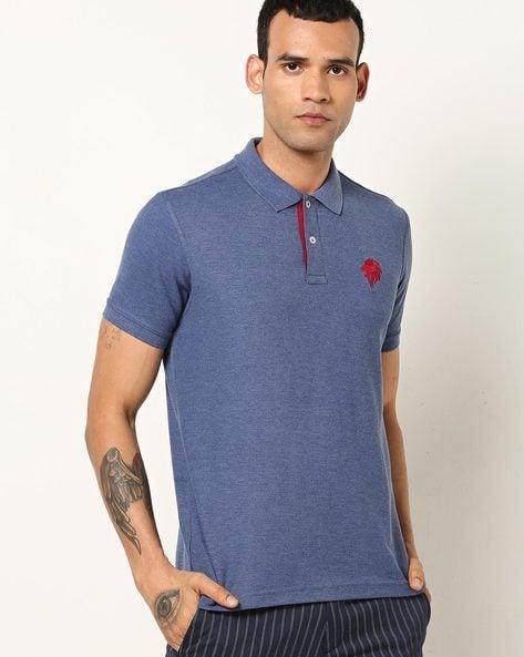 heathered polo t-shirt with brand logo