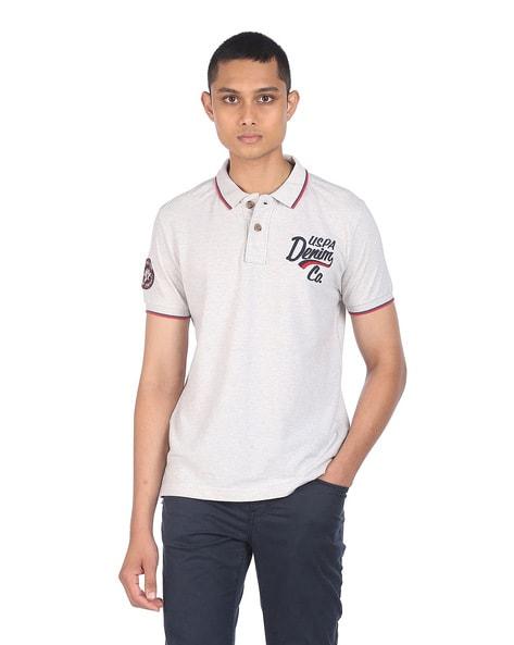 heathered polo t-shirt with embroidered logo