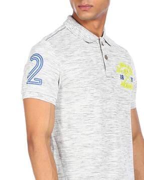 heathered polo t-shirt with embroidered logo