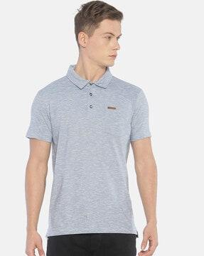 heathered polo t-shirt with patch pocket