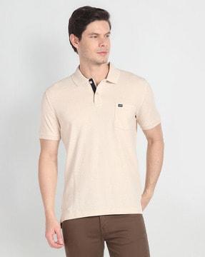 heathered polo t-shirt with patch pocket