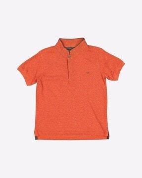 heathered polo t-shirt with ribbed hems