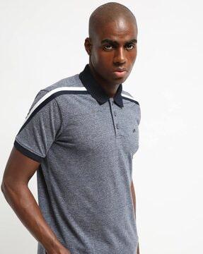 heathered polo t-shirt with sleeve taping