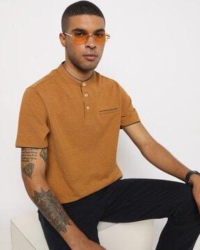 heathered polo t-shirt with welt pocket