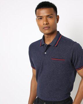 heathered polo t-shirt with welt pocket