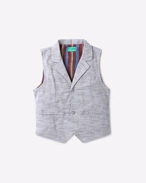 heathered print waistcoat with insert pockets